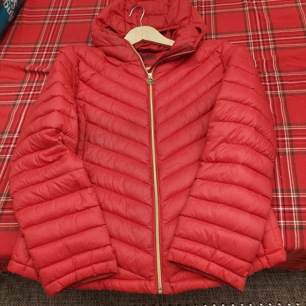 Red Puffer Jacket with Hood